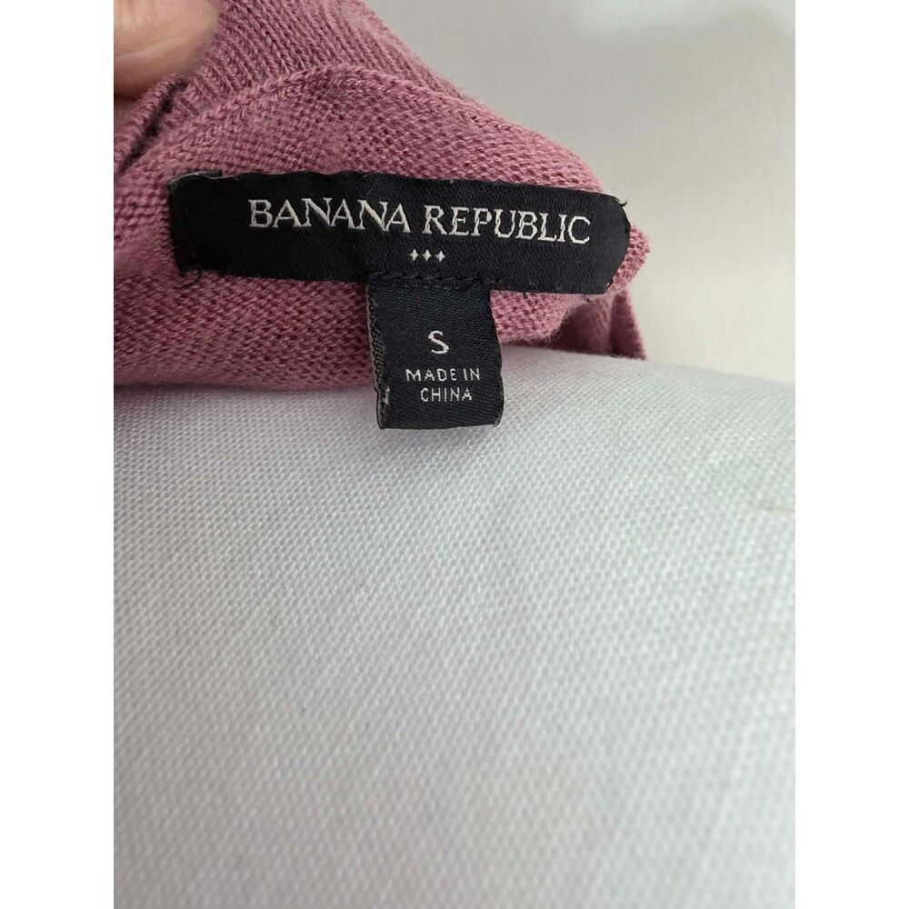 Banana Republic Women's S Mauve Pink Ruffle Front Long Sleeve Sweater